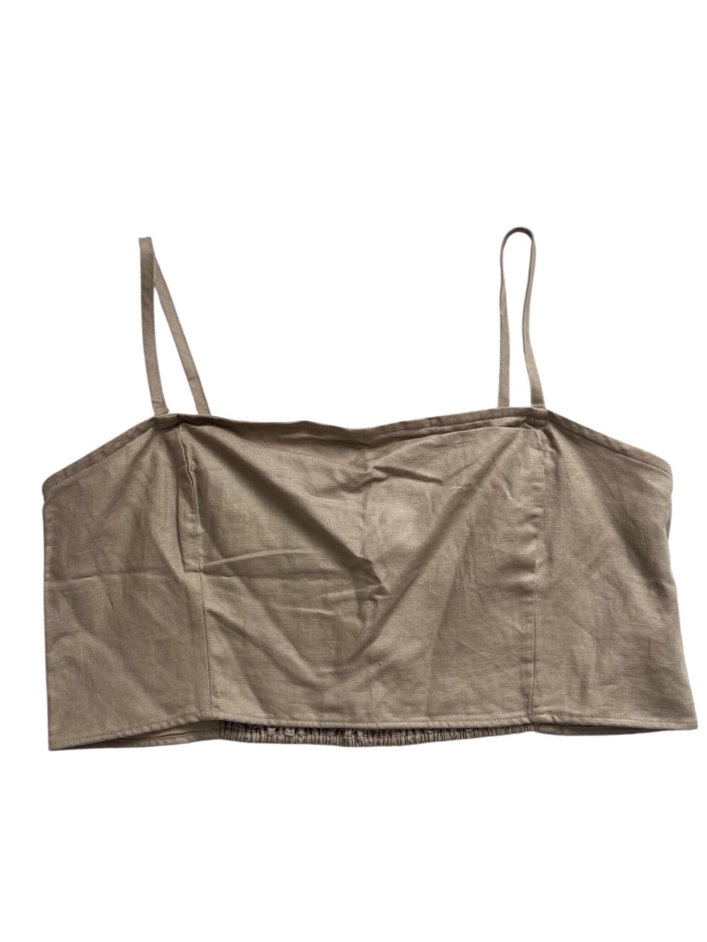 Gap Women’s Linen Cotton Crop Tube Top Iconic Khaki Tan Coastal Neutral NWT XXL